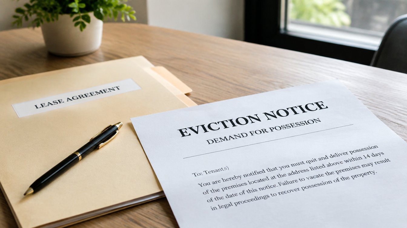 Demand letter and lease ledger landlords use before sending an eviction notice